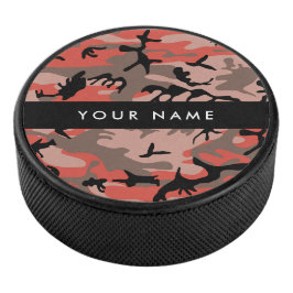 Disco De Hockey Camuflaje rojo y marrón Tu nombre Personaliza