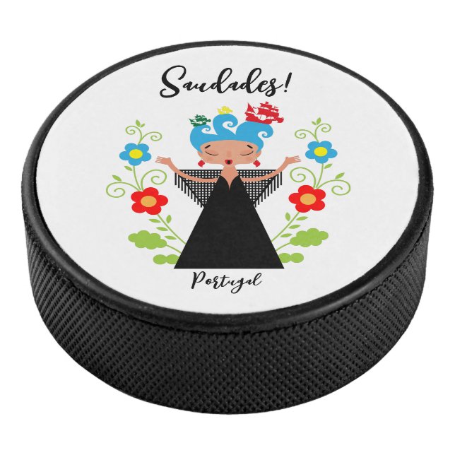 Disco De Hockey Cantante de fado con barcos de caravanas portugues (3/4)