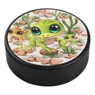 Disco De Hockey Caracteres de dibujos animados de Baby Geckos Cute