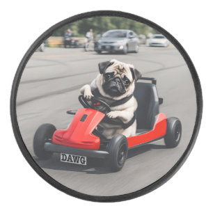 Disco De Hockey Carrera de Pug go-kart