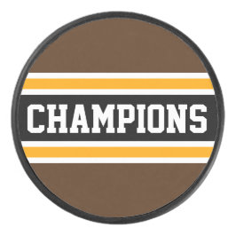 Disco De Hockey CHAMPIONS Atlético Brown Yellow Black Stripes