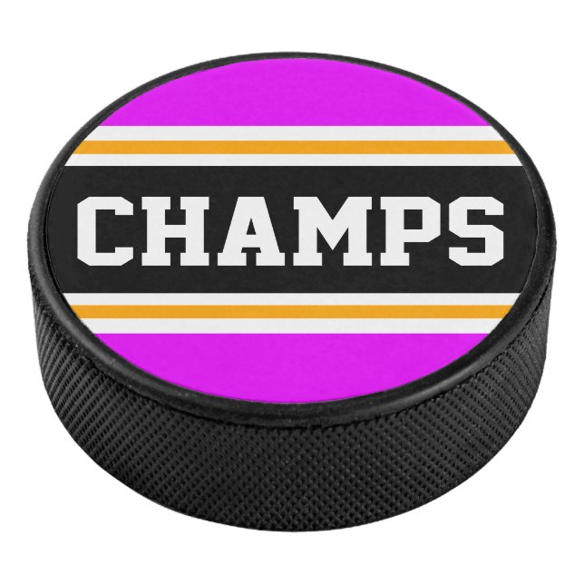 Disco De Hockey CHAMPS Fun Bright Pink Black Yellow Carreras Strip (3/4)