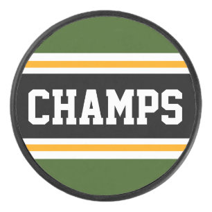 Disco De Hockey CHAMPS Verde Atletismo Negro Naranja Rayas de Carr