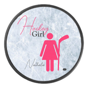 Disco De Hockey Chica de Hockey Rosa Fuerte