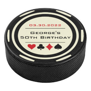 Disco De Hockey Chip de póquer de cumpleaños Tema de Las Vegas Cre