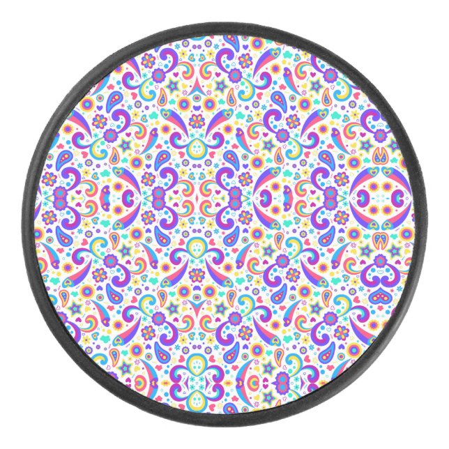 Disco De Hockey Circular item with a vibrant, symmetrical purple (Anverso)