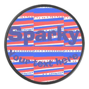 Disco De Hockey Círculos de rayas rojas blancas y azules 