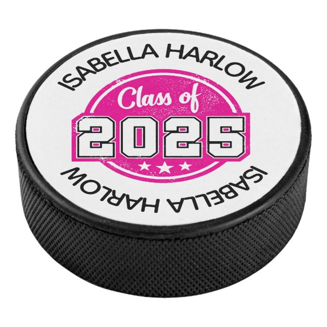 Disco De Hockey Clase de nombre de graduado rosado 2025 (3/4)