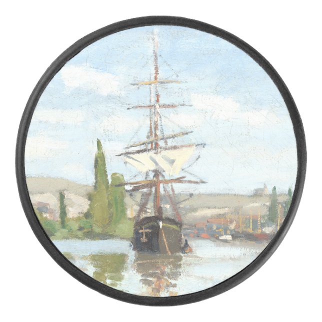 Disco De Hockey Claude Monet. Buques montando en el Sena en Ruán (Anverso)