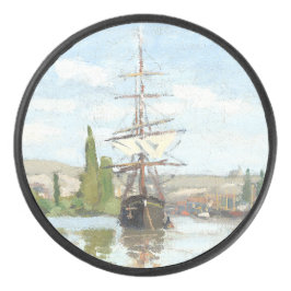 Disco De Hockey Claude Monet. Buques montando en el Sena en Ruán