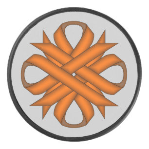 Disco De Hockey Clover Ribbon naranja por Kenneth Yoncich