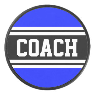 Disco De Hockey COACH Deportivo Azul Real Negro Blanco Rayas