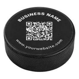 Disco De Hockey Código QR con nombre de empresa texto circular en 