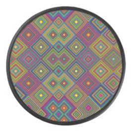 Disco De Hockey Colorful round item with vibrant geometric diamond