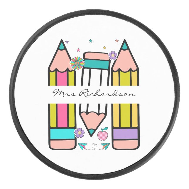 Disco De Hockey Colorido maestro de lápiz personalizado (Anverso)