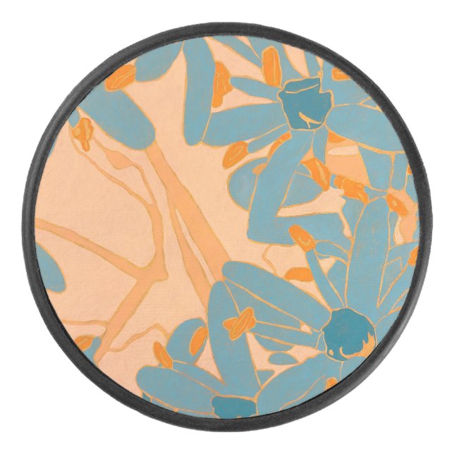 Disco De Hockey Contemporary Leaf Design in Peach (Anverso)