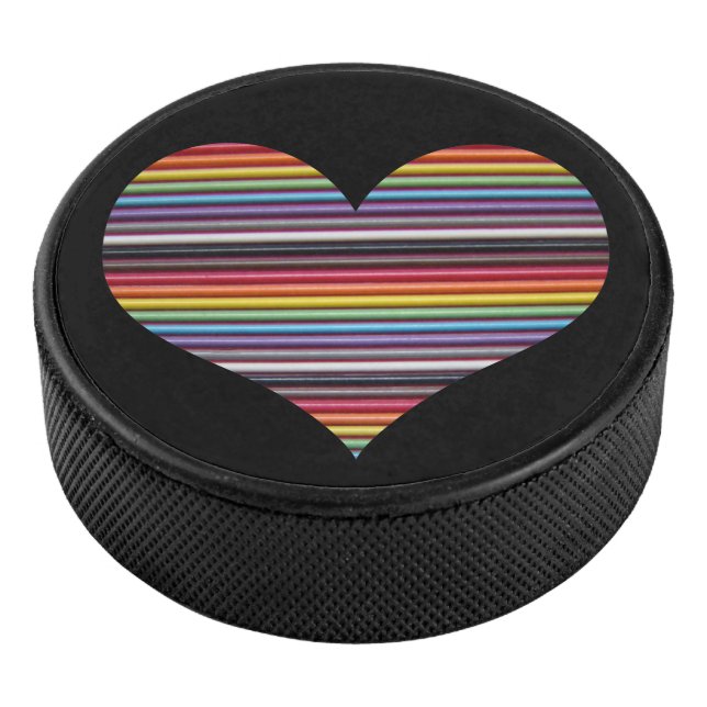 Disco De Hockey Corazón de cable de cinta de arco iris (3/4)