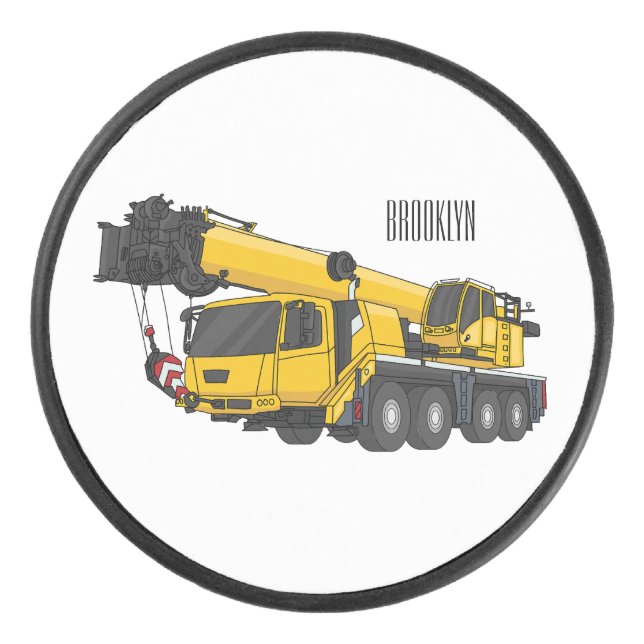 Disco De Hockey Crane truck cartoon illustration (Anverso)