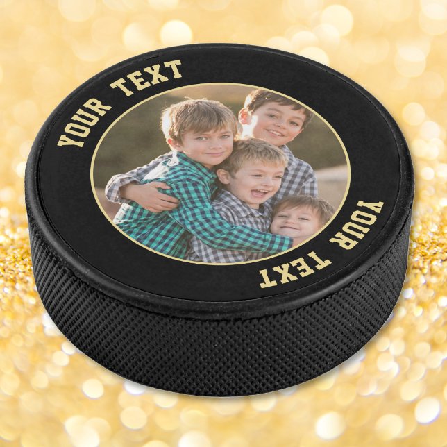 Disco De Hockey Crear tu propio Selfie fotográfico del Día del Pad (Create Your Own Birthday Fathers Day Photo Selfie Hockey Puck)