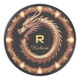 Disco De Hockey 🐉 Crest de Dragón Medieval Marco de Anillo de Nom