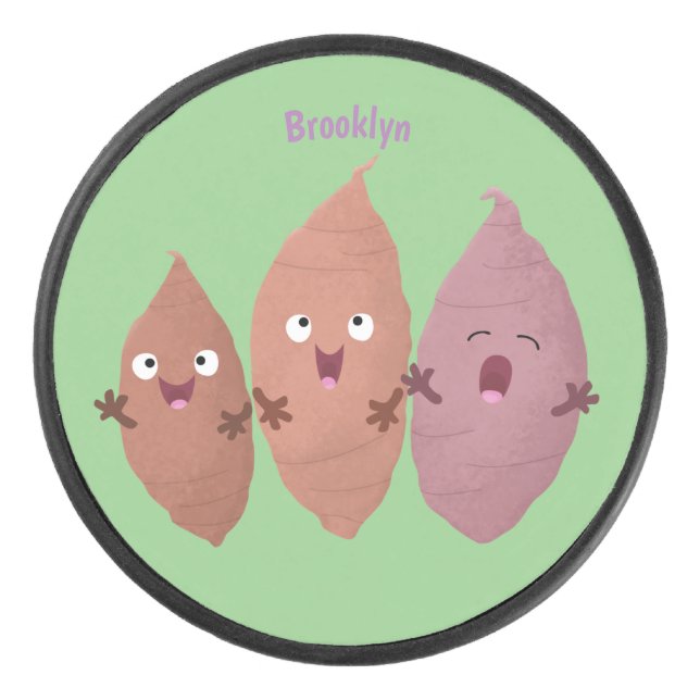 Disco De Hockey Cuadros cantando batatas personalizado verduras (Anverso)