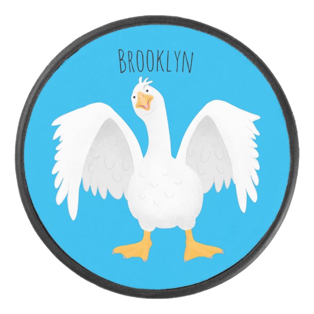 Disco De Hockey Curioso ilustracion de personalizado ganso domésti (Anverso)