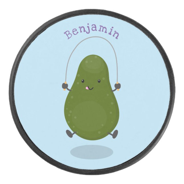 Disco De Hockey Cute aguacate salto cuerda personalizado ilustraci (Anverso)