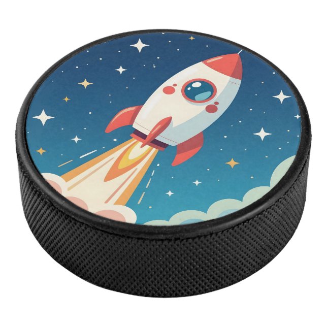 Disco De Hockey Cute cohete espacial despegando (3/4)