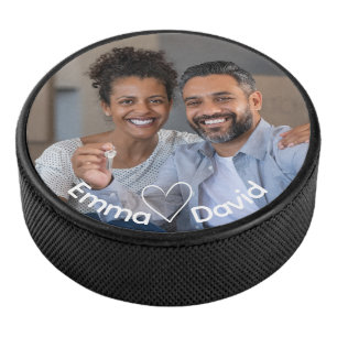 Disco De Hockey Cute Love Heart Foto Parejas Nombres Personalizado