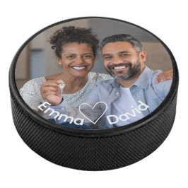 Disco De Hockey Cute Love Heart Photo Couples Personalized Names