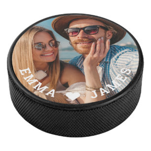 Disco De Hockey Cute Love Heart Photo Parples Nombres personalizad