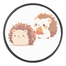 Disco De Hockey Cute Otoño Hedgehogs - Kawaii Caen Animales Forest