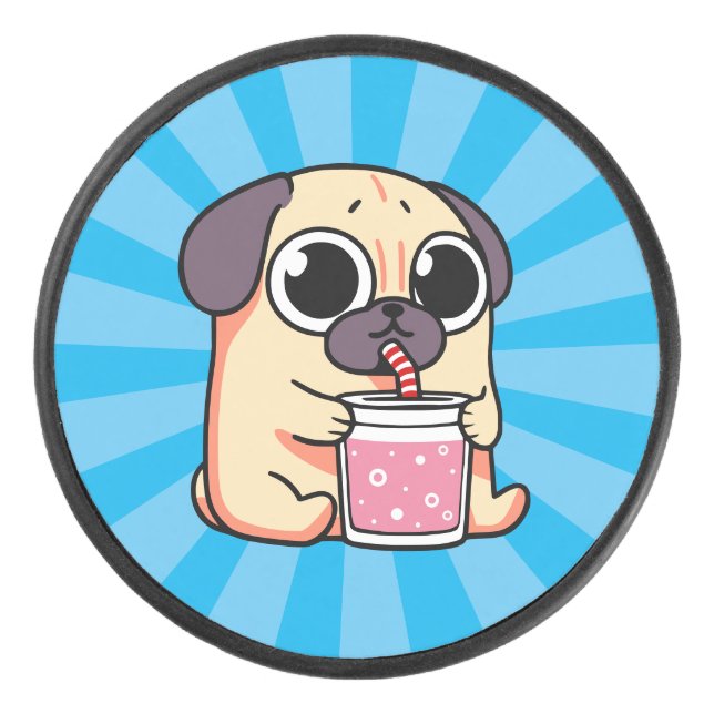 Disco De Hockey Cute Pug (Anverso)