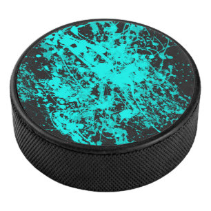 Disco De Hockey Cyan Paint Brusch Splatter Hockey Puck