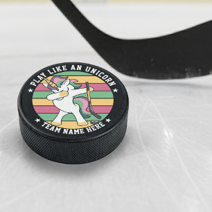 Disco De Hockey Dabbing Unicorn de estilo retro