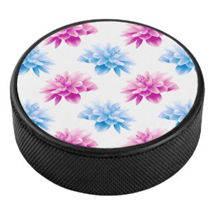 Disco De Hockey Dahlia rosa, Dahla azul, patrón floral, flores