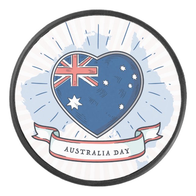 Disco De Hockey Día de Australia Azul y Blanco Rojo (Anverso)
