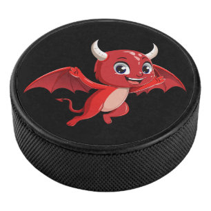 Disco De Hockey Diablo volador de dibujos animados lindo