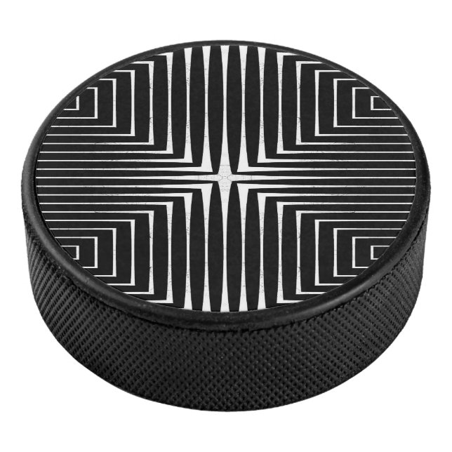 Disco De Hockey Diseño abstracto geométrico en blanco y negro (3/4)
