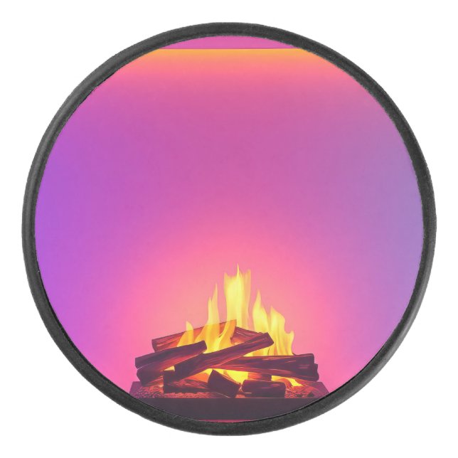 Disco De Hockey Diseño de chimenea rosa (Anverso)