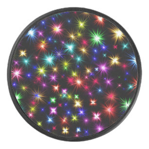 Disco De Hockey Diseño de estrellas de fuegos artificiales colorid