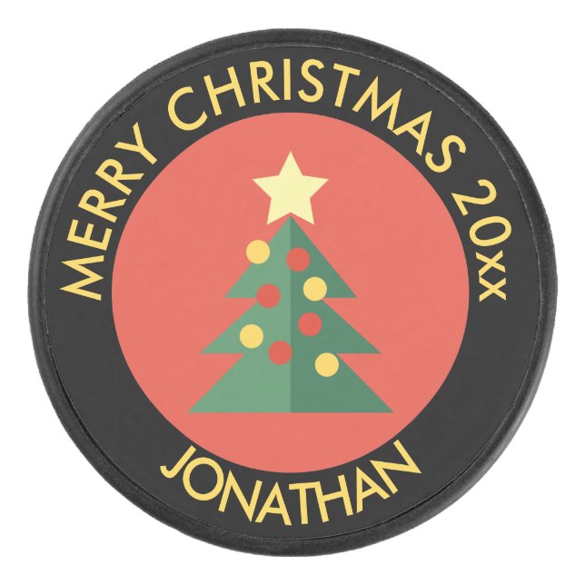 Disco De Hockey Diseño de hockey sobre hielo/árbol de Navidad (Anverso)