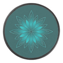 Diseño de Mandala de Hoja Verde Azulada en Cian Os