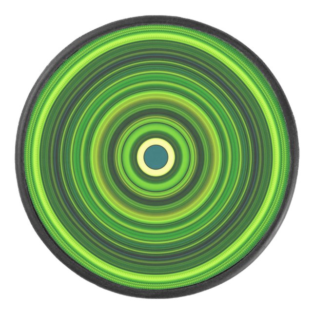 Disco De Hockey Diseño de Mandala verde geométrica (Anverso)