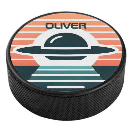 Disco De Hockey Diseño de ovni minimalista moderno lindo en la pue