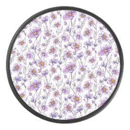 Disco De Hockey Diseño de patrón botánico de flor silvestre púrpur