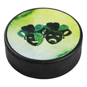 Disco De Hockey Diseño de teatro de comedia y tragedia verde