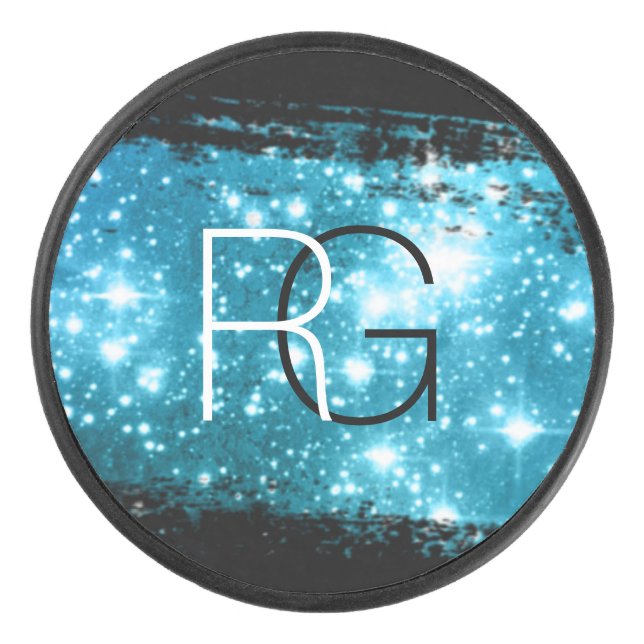 Disco De Hockey Diy Monograma blanco y negro, Stardust Bruske (Anverso)