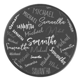 Disco De Hockey Dos nombres pareja patrón monograma blanco negro