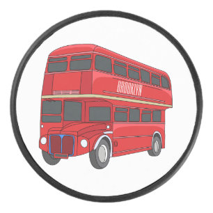 Disco De Hockey Double-decker bus cartoon illustration